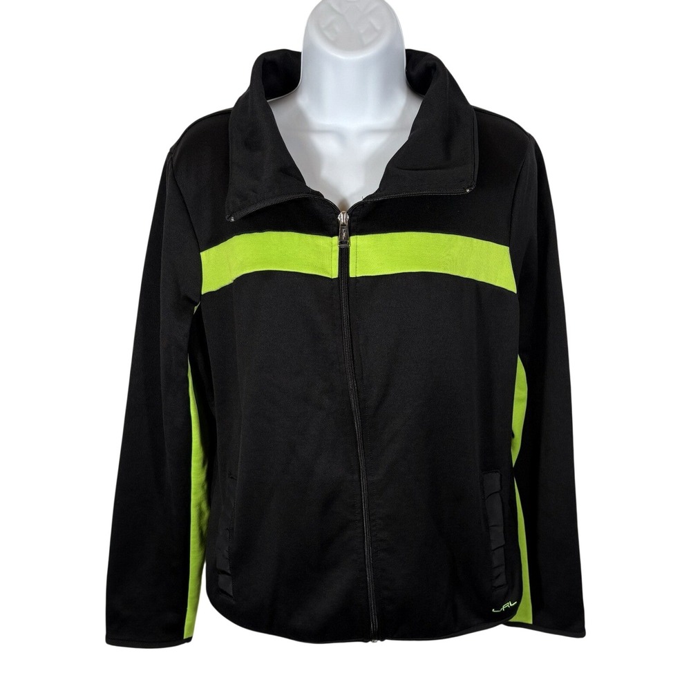 Lauren Active Ralph Lauren Womens LRL Large Full Zip Black Green Jacket - 497 - Picture 2 of 9